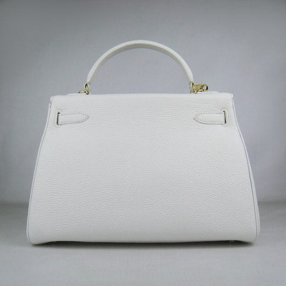 Luxury Hermes Kelly 32Cm Togo Leather Handbag 6108 White Golden