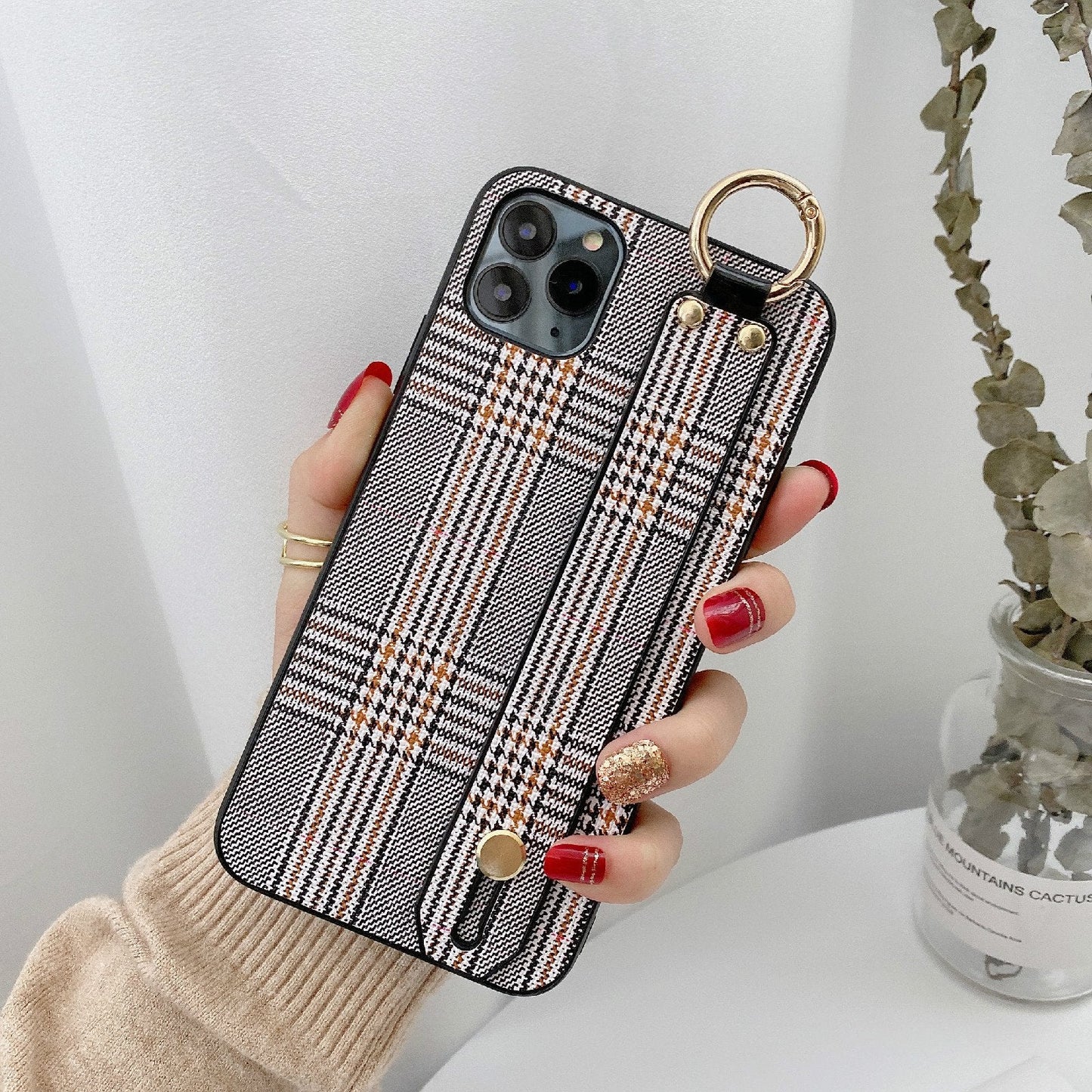 Retro Check Wristband Phone Case for Samsung