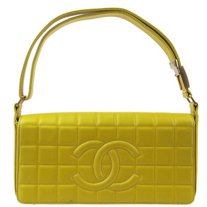Chanel Beige Yellow Lambskin Choco Bar Shoulder Bag