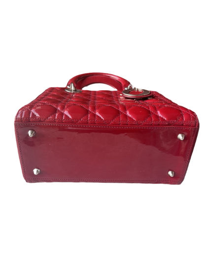Lady Dior Medium Bag Red Patent Leather SKU 0194