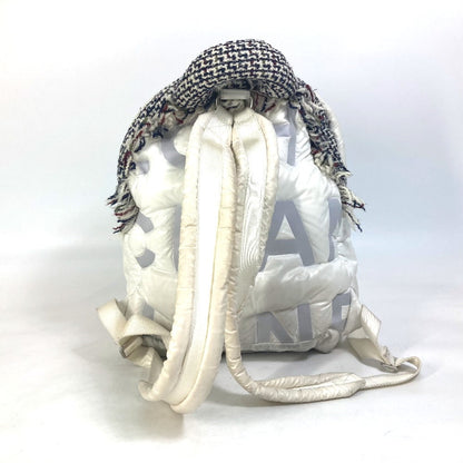 Chanel Backpack A91933 Nylon, Tweed white fringed bag Doudone