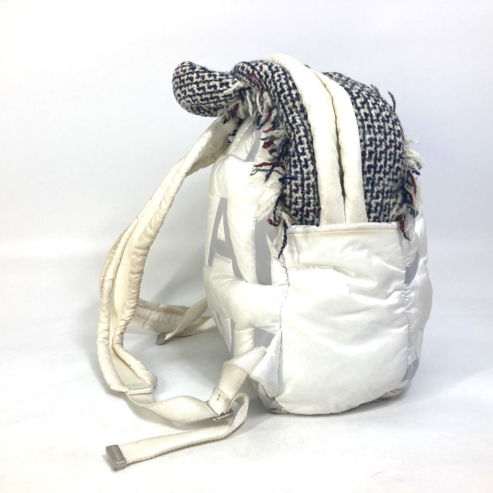 Chanel Backpack A91933 Nylon, Tweed white fringed bag Doudone