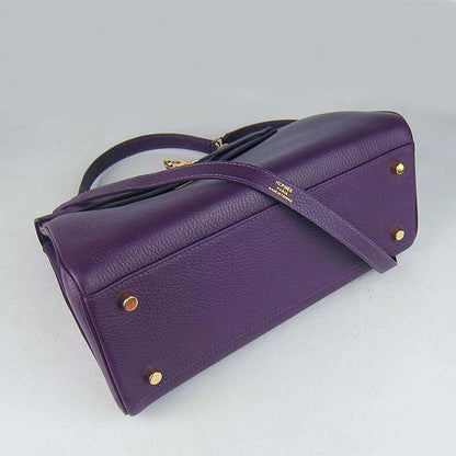 Luxury Hermes Kelly 32Cm Togo Leather Handbag 6108 Purple Golde
