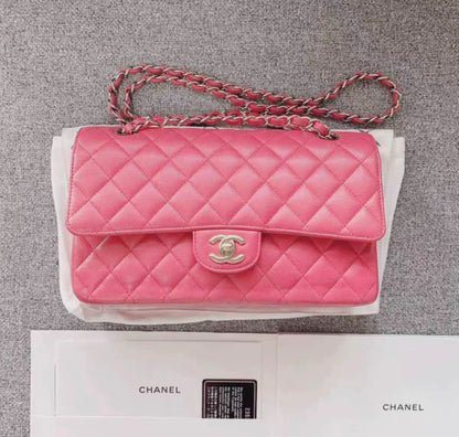 Chanel Medium Classic Double Flap Bag In Bubble Gum Pink Caviar