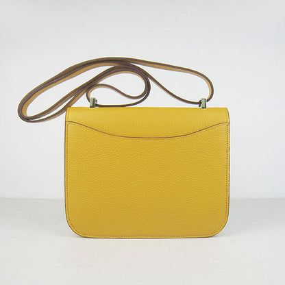 Luxury Hermes Constance Cowskin Leather Bag Yellow Silver