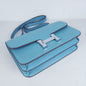 Luxury Hermes Calf Leather Message Bag Light Blue Silver