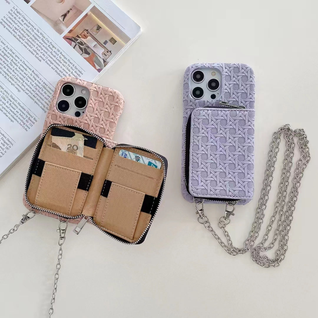 Luxury Zipper wallet phone case for iPhone