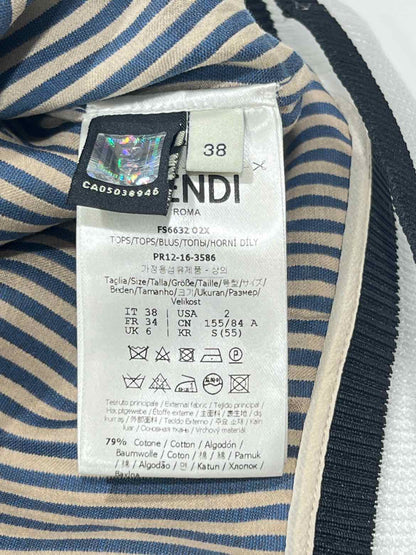 FENDI Jersey Black & Beige Logo Size US 2 Top