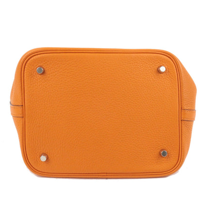 Luxury Hermes Taurillon Clemence Picotin Mm Hand Bag H Stamped Orange