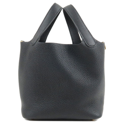 Luxury Hermes Taurillon Clemence Picotin Lock Pm Hand Bag Black