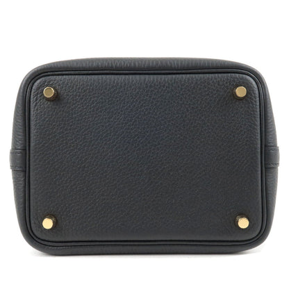 Luxury Hermes Taurillon Clemence Picotin Lock Pm Hand Bag Black