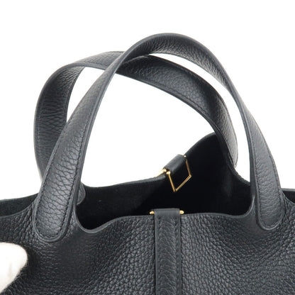 Luxury Hermes Taurillon Clemence Picotin Lock Pm Hand Bag Black