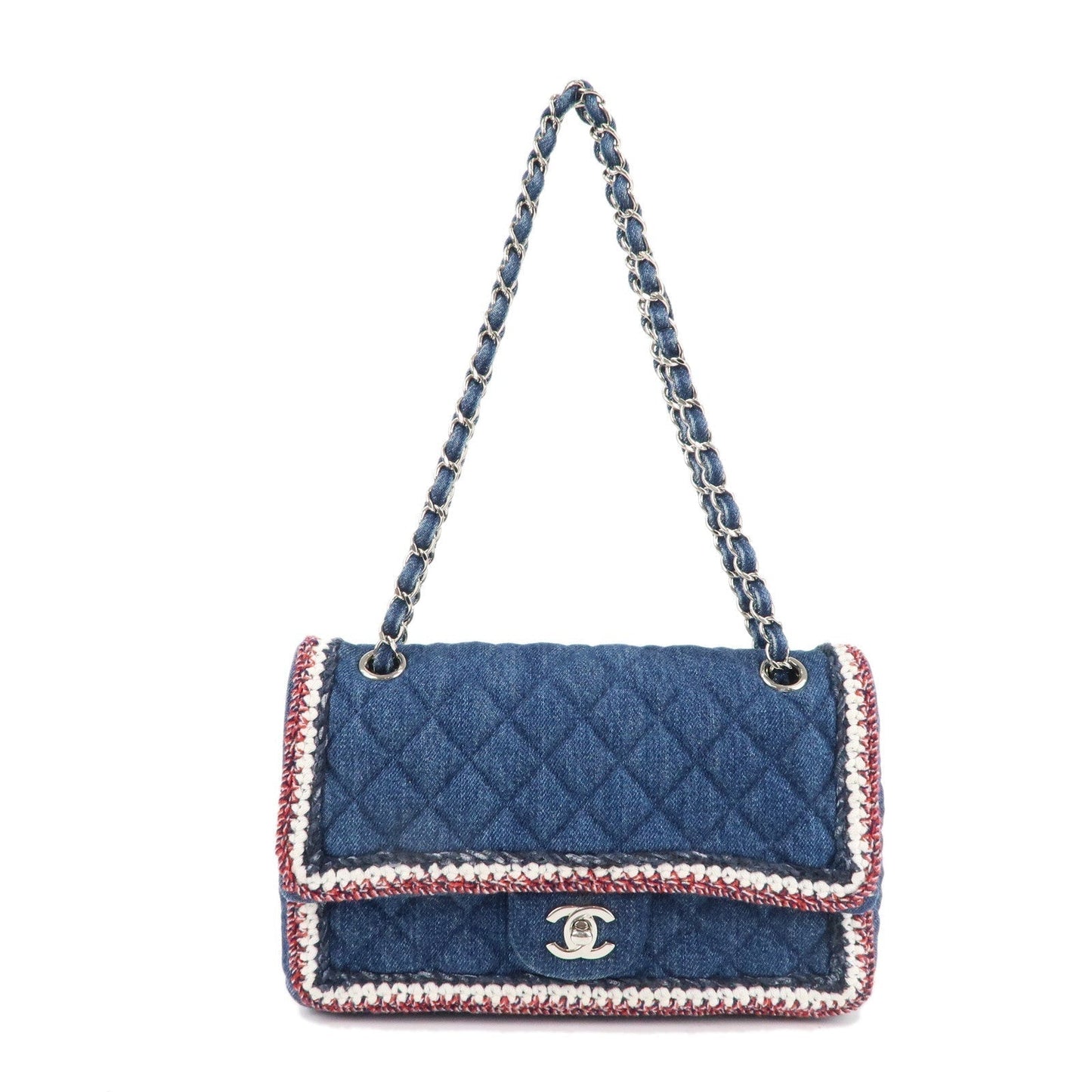 CHANEL Matelasse Leather Chain Shoulder Bag Blue A57698