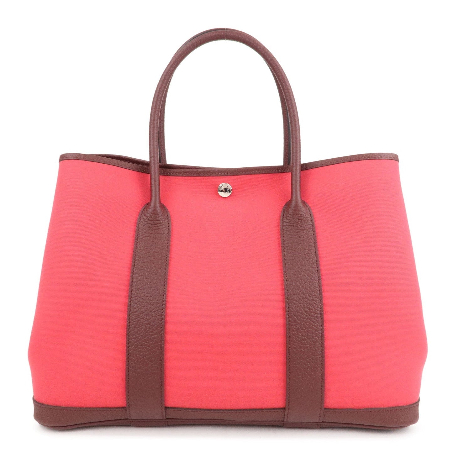Luxury Hermes Canvas Leather Garden Party Pm Tote Bag A Stamp Pink