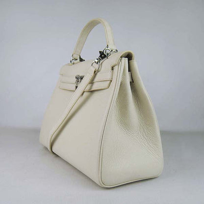 Luxury Hermes Kelly 32Cm Togo Leather Handbag 6108 Beige Silver