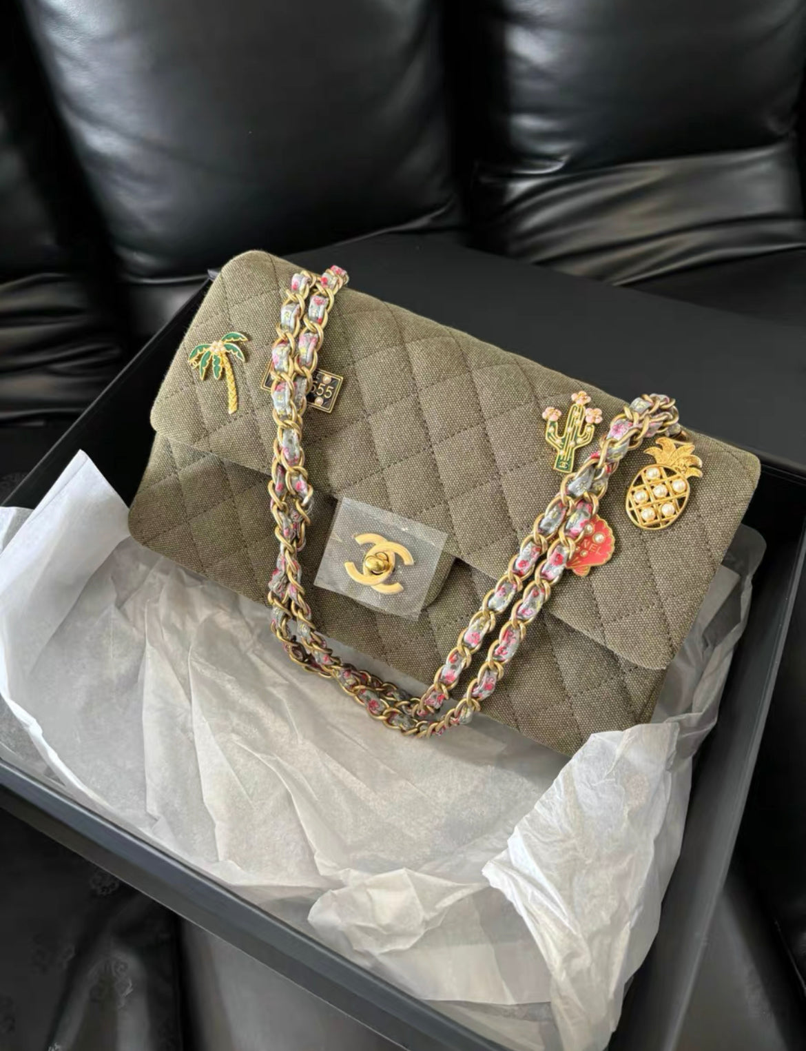Chanel Timeless Canvas Gold Shoulder Bag