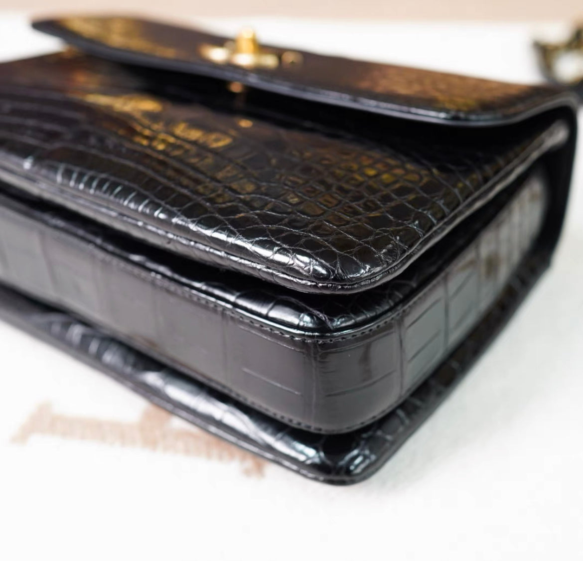 Chanel Black Exotic Croccodile Leather Flap Bag