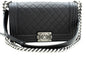 Chanel Boy Chain Shoulder Bag Black Quilted Flap Calfskin Leather