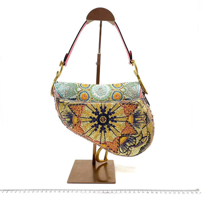 Dior In Lights Saddle Medium Multicolor Beads and Calfskin Leather Shoulder Bag