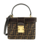 FENDI Zucca Canvas Leather 2Way Vanity Bag Brown Black 914931
