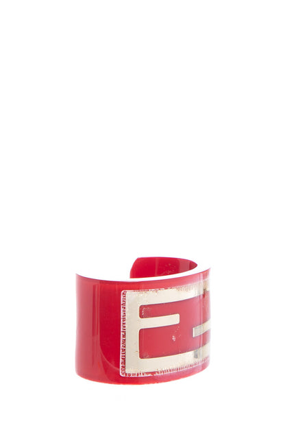Fendi Red Resin Zucca Cuff Bracelet