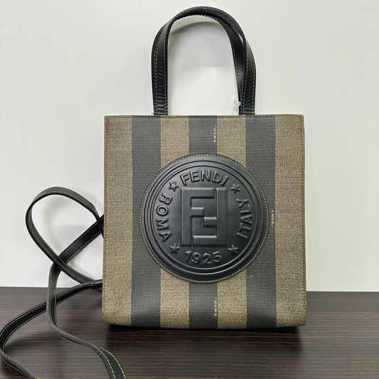 Fendi Tote Bag: Striped Canvas with Embossed Logo LB125427