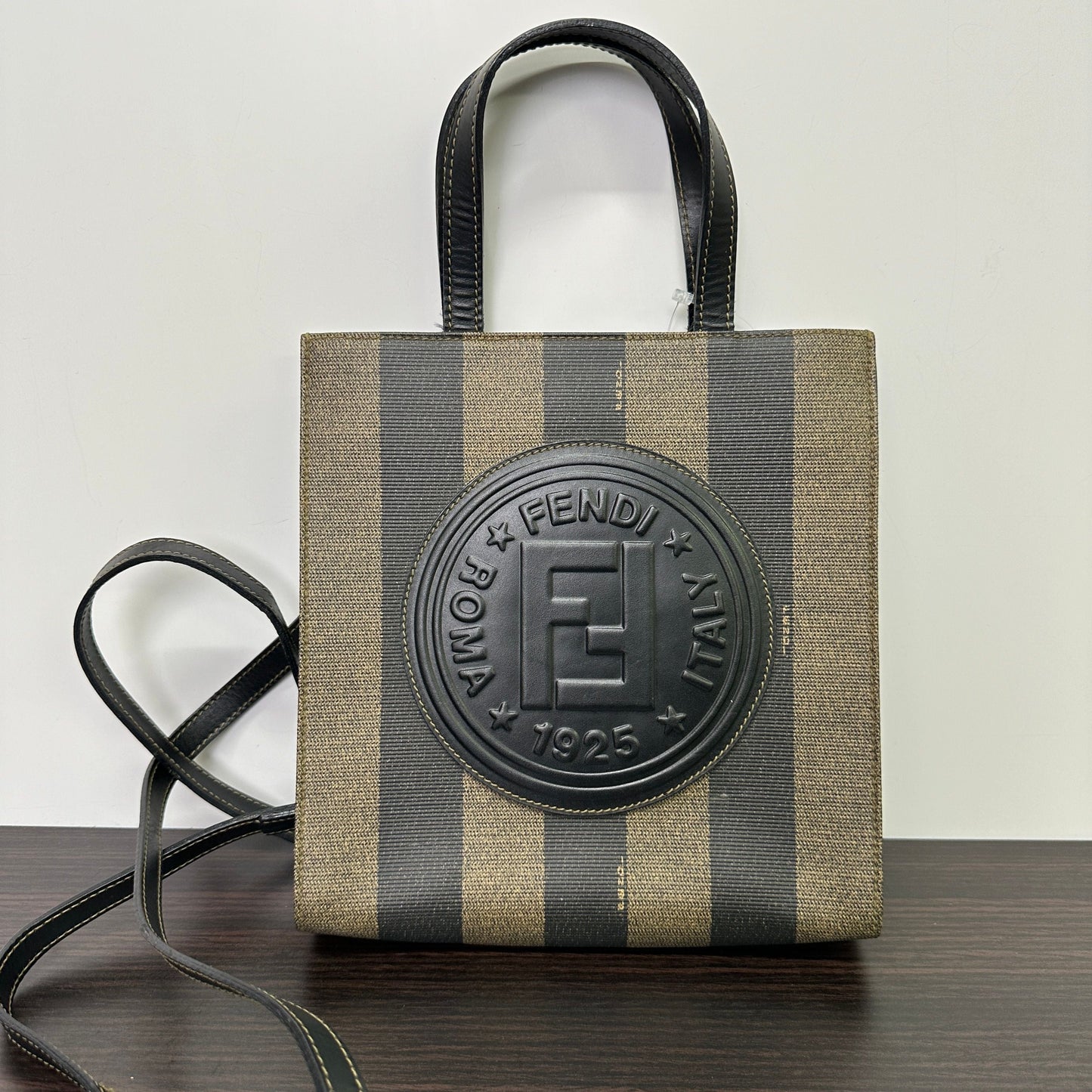Fendi Tote Bag: Striped Canvas with Embossed Logo LB125427