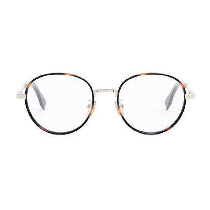 Fendi Eyeglasses Round Full Rim, Havana/Gold Frame and Clear Demo Lens Lens FE50052U032