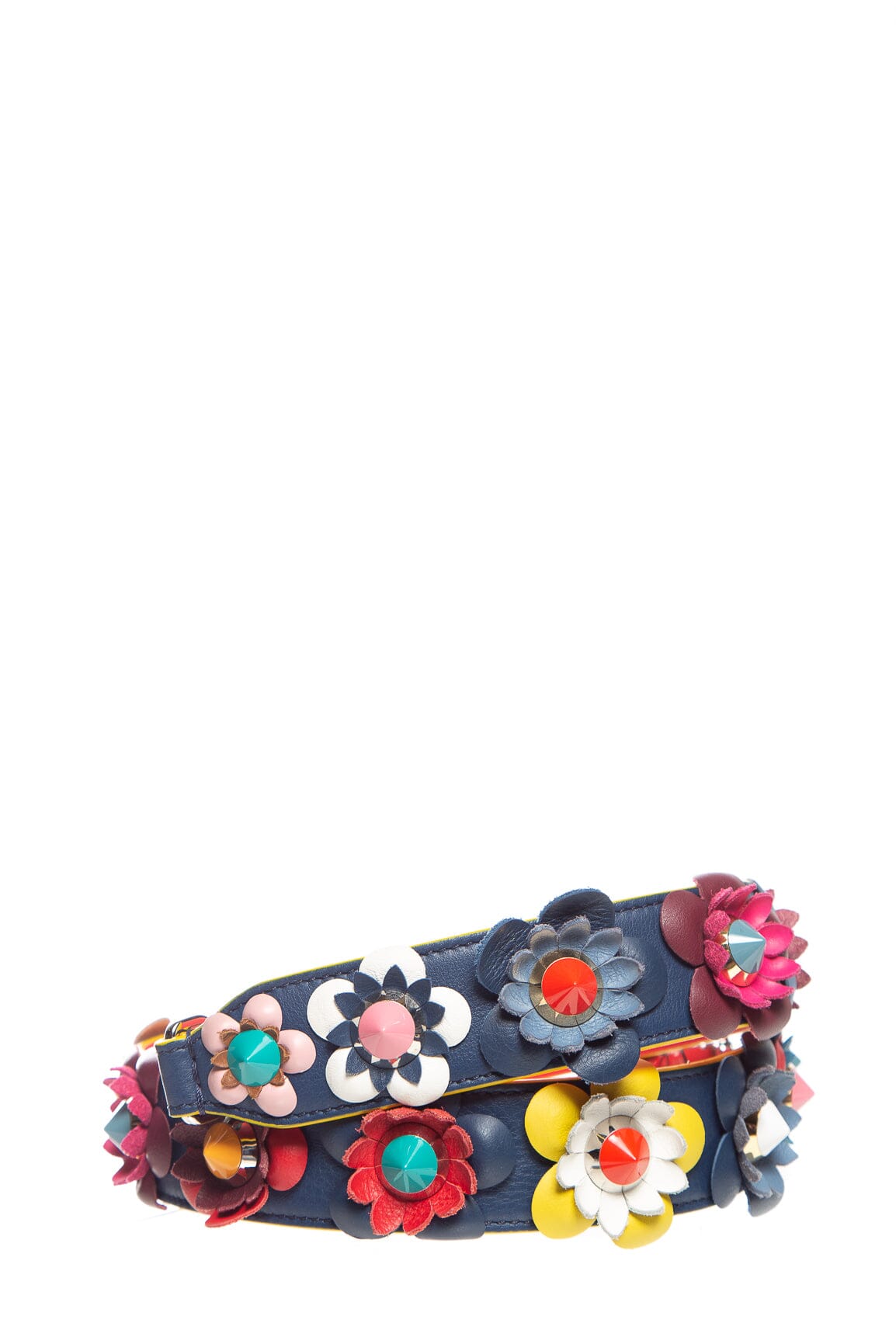 Fendi Multicolor Floral Vitello Dolce Flowerland Studded Leather Strap