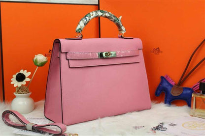 Luxury Hermes Kelly 32Cm Epsom Leather Handbag Pink