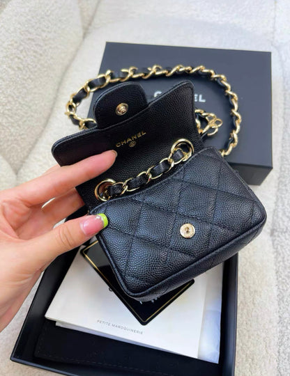 Chanel 21B Caviar Mini Chain Belt Bag Gold Hardware