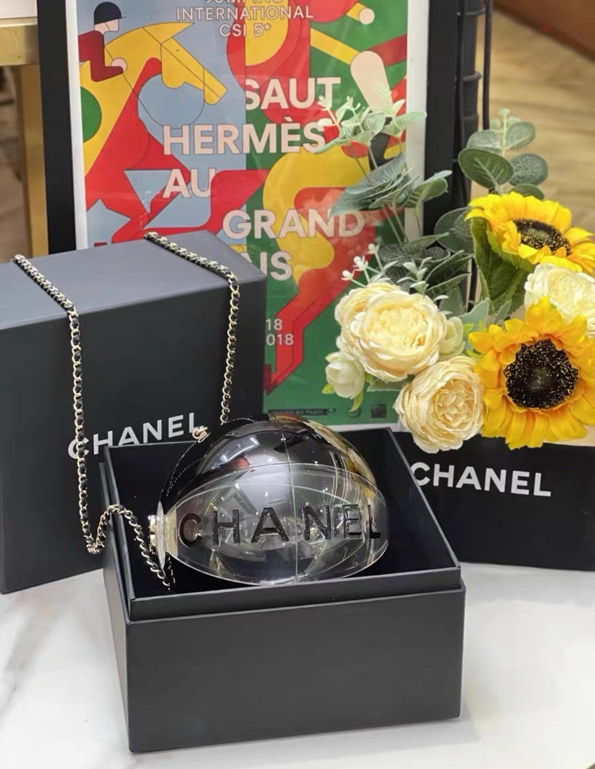 Chanel Leather Silver Shoulder Bag Leather