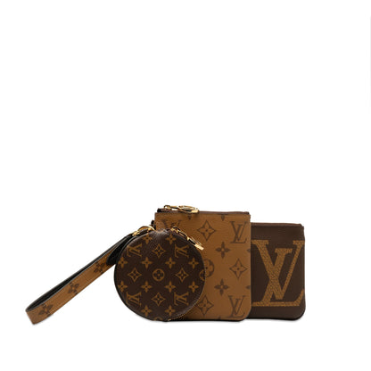 Brown Louis Vuitton Monogram Reverse Giant Trio Pouch