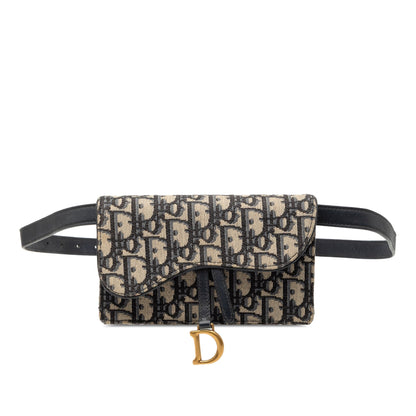 Blue Dior Oblique Canvas Saddle Belt Bag