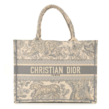 Christian Dior Canvas Embroidered Medium Dioriviera Toile De Jouy Book Tote Gray