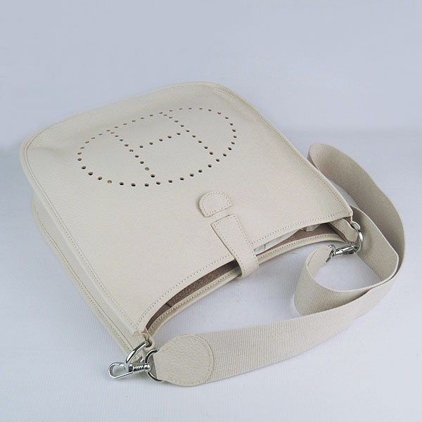 Luxury Hermes Evelyne I Handbag Beige Silver