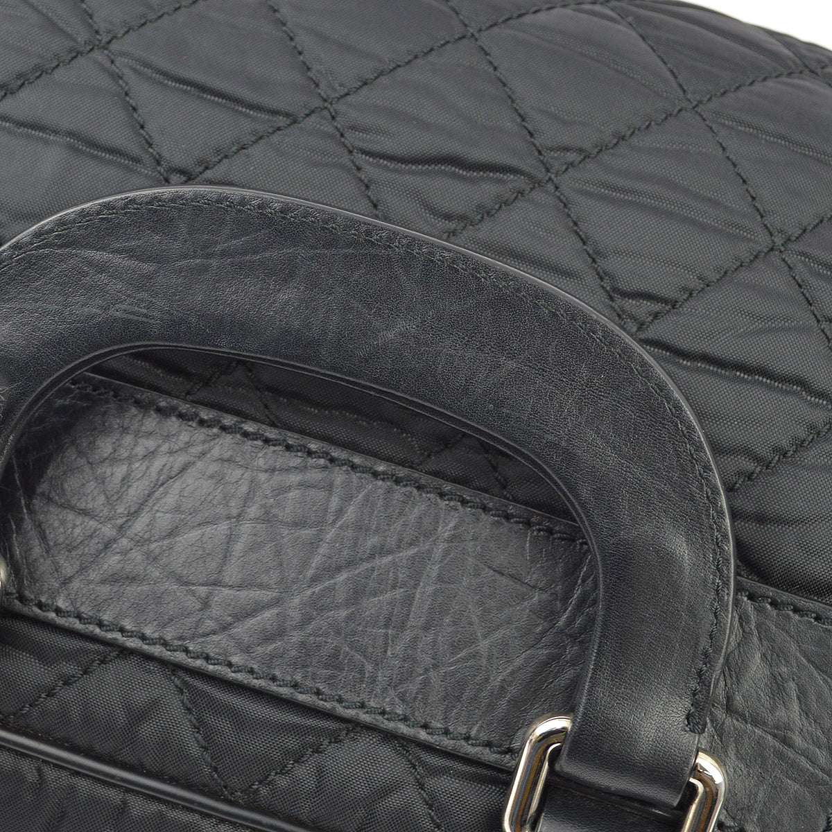 Chanel Black Nylon Calfskin Paris-New York Duffle Handbag