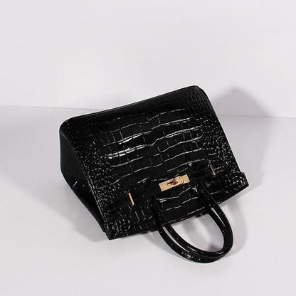 Luxury Hermes Birkin 30Cm Crocodile Leather Bag With Strap Black Gold