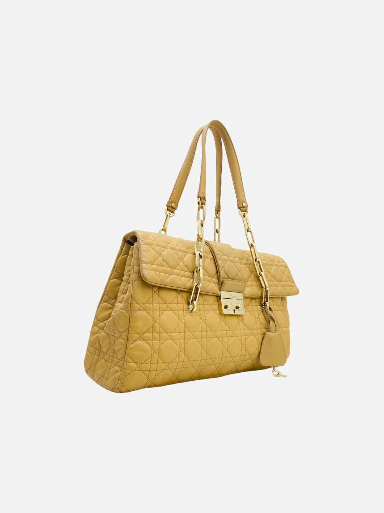 Dior Lock Flap Beige Cannage Satchel