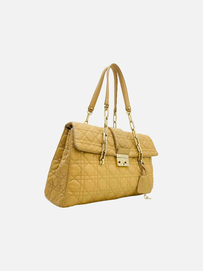 Dior Lock Flap Beige Cannage Satchel
