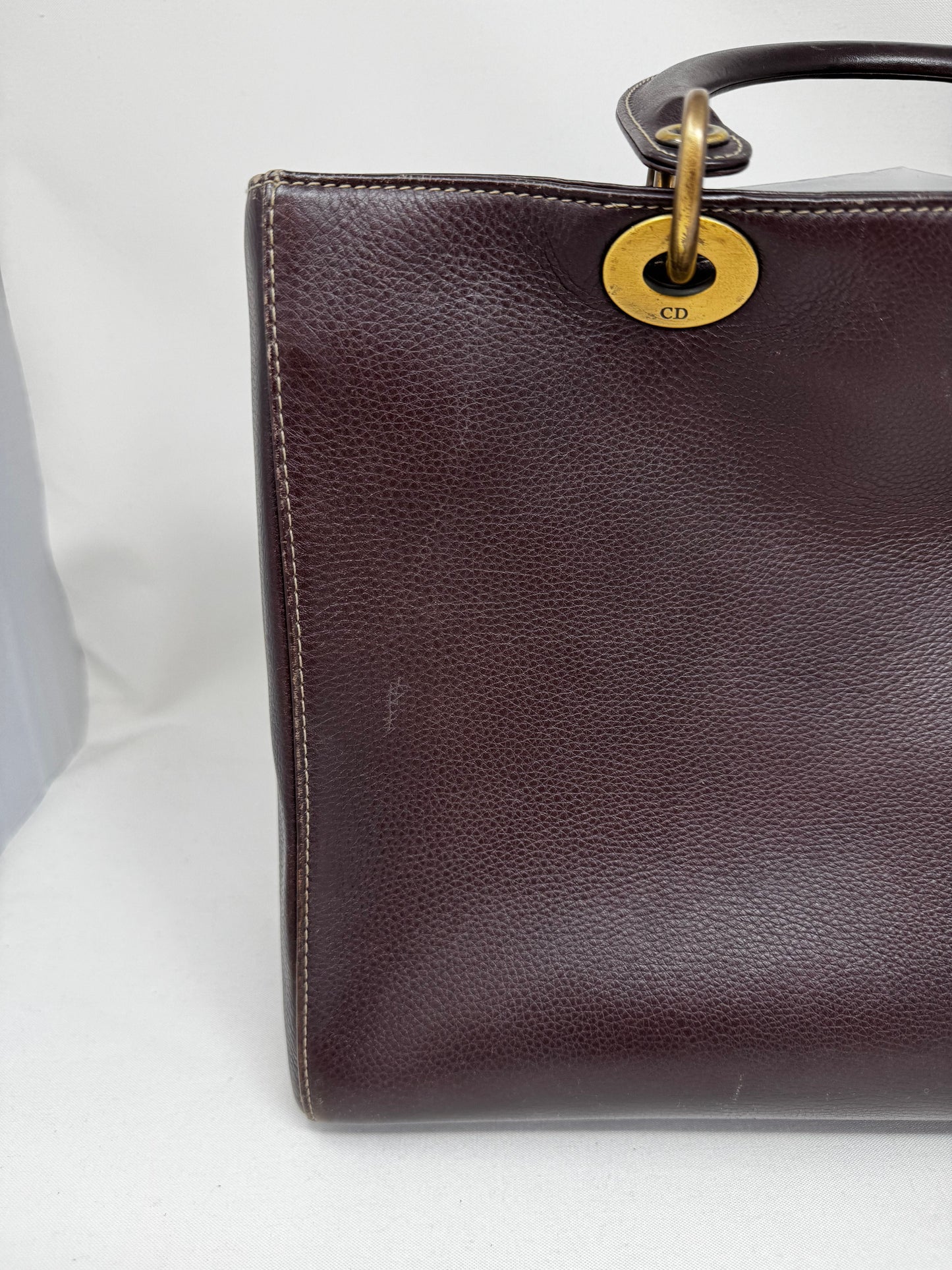 Christian Dior Diorissimo Tote Smooth Calfskin Large Purple Bj1-05