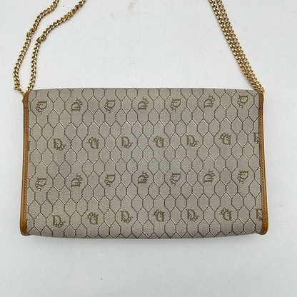 Christian Dior Bag Honeycomb Pattern Chain Shoulder Brown Beige Di3319Cc