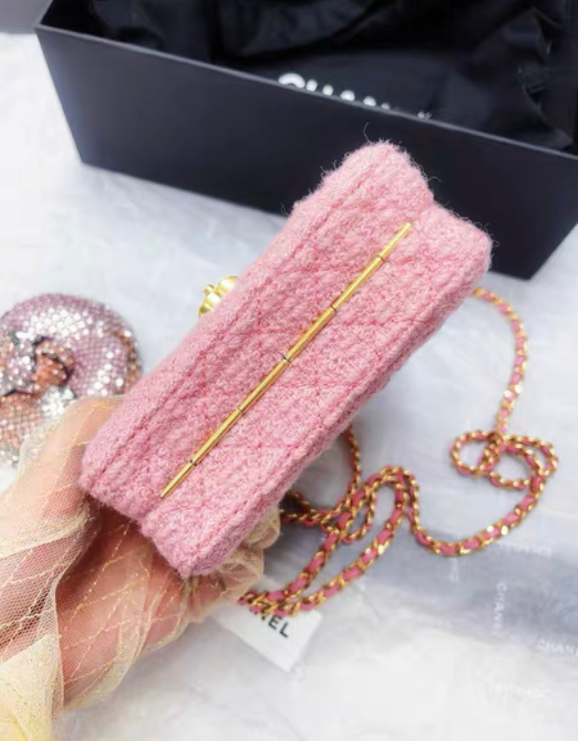 Chanel Chanel 22 Tweed Gold Shoulder Bag