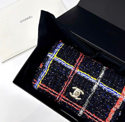 Chanel 20 Black Woven Tweed Chain Bag