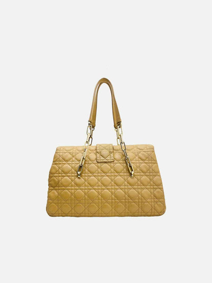 Dior Lock Flap Beige Cannage Satchel