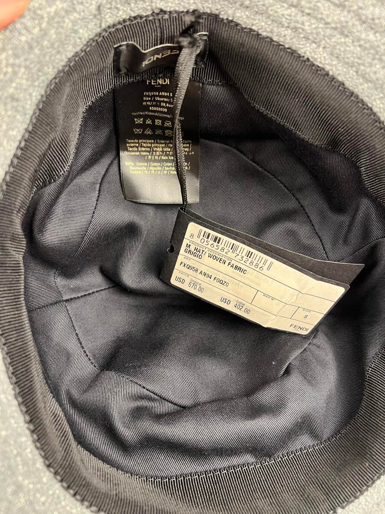 Fendi Grey FF Woven Bucket Hat