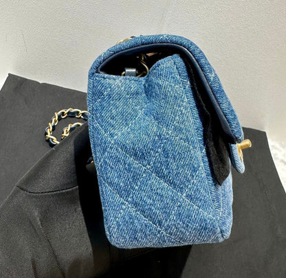 Chanel Mini Flap Quilted Blue Shoulder Bag