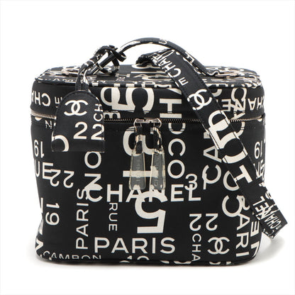 Chanel Basic Canvas Vanity Bag Black Silver G 7th