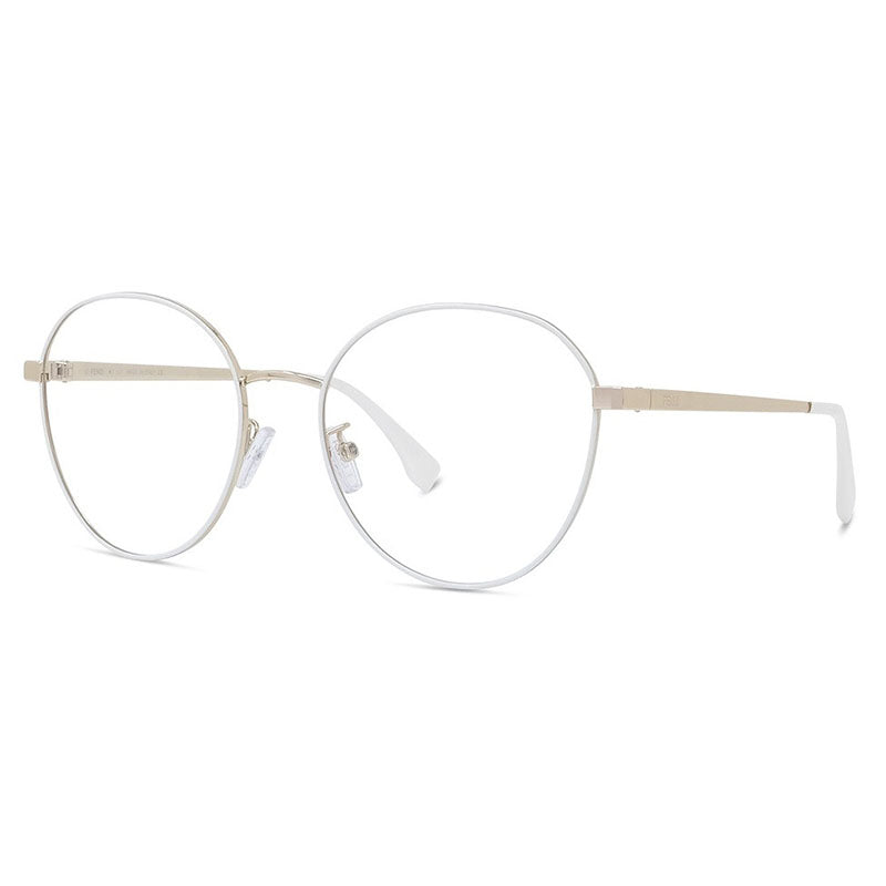 Fendi Eyeglasses Oval Full Rim, Light Gold Frame and Clear Demo Lenses Lens FE50008U033