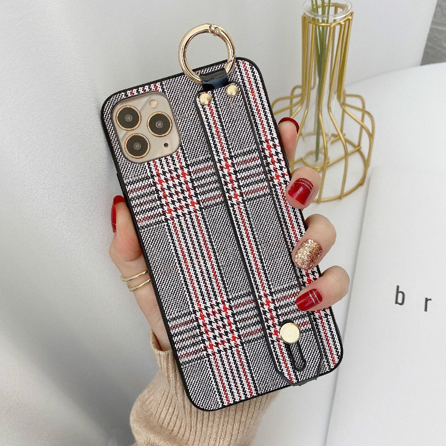 Retro Check Wristband Phone Case for Samsung